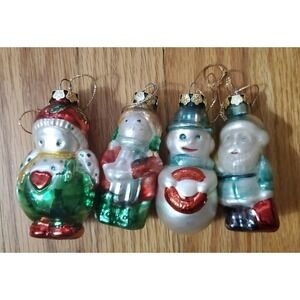 Vintage Glass Ornaments Snowman Santa Girl 3.5'' Christmas Tree Ornaments